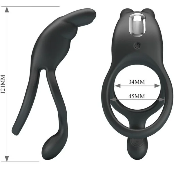 Seth Doppel-Vibrationsring Rabbit 7 Vibrationen Schwarz von Pretty Love kaufen | Fesselliebe