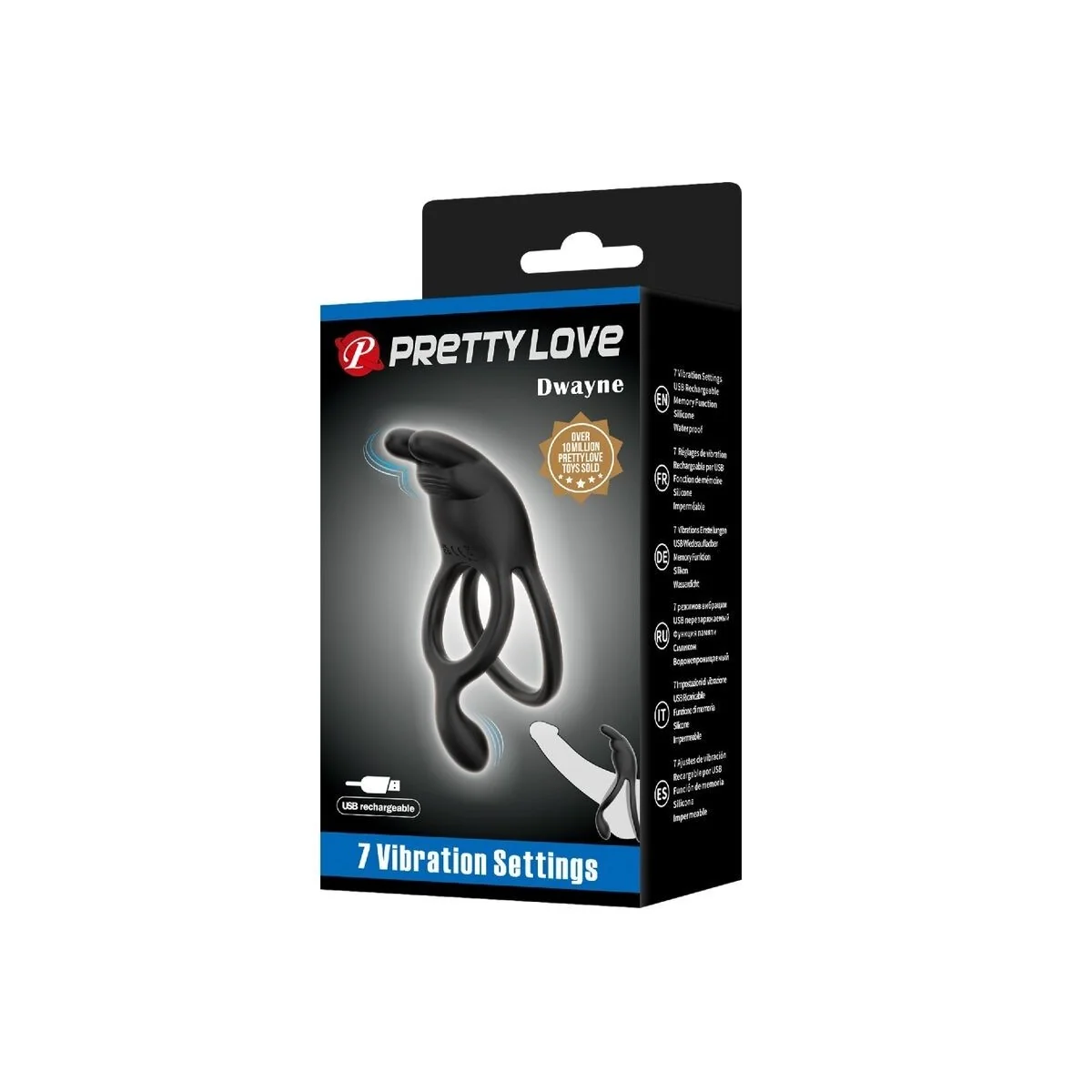 Seth Doppel-Vibrationsring Rabbit 7 Vibrationen Schwarz von Pretty Love kaufen | Fesselliebe