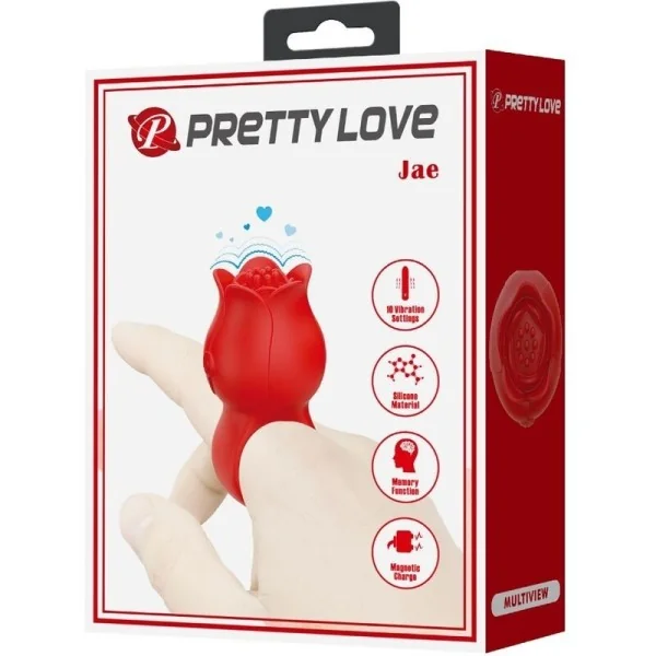 Jae Rose Förmiger Fingervibrator 10 Vibrationen Rot von Pretty Love kaufen | Fesselliebe
