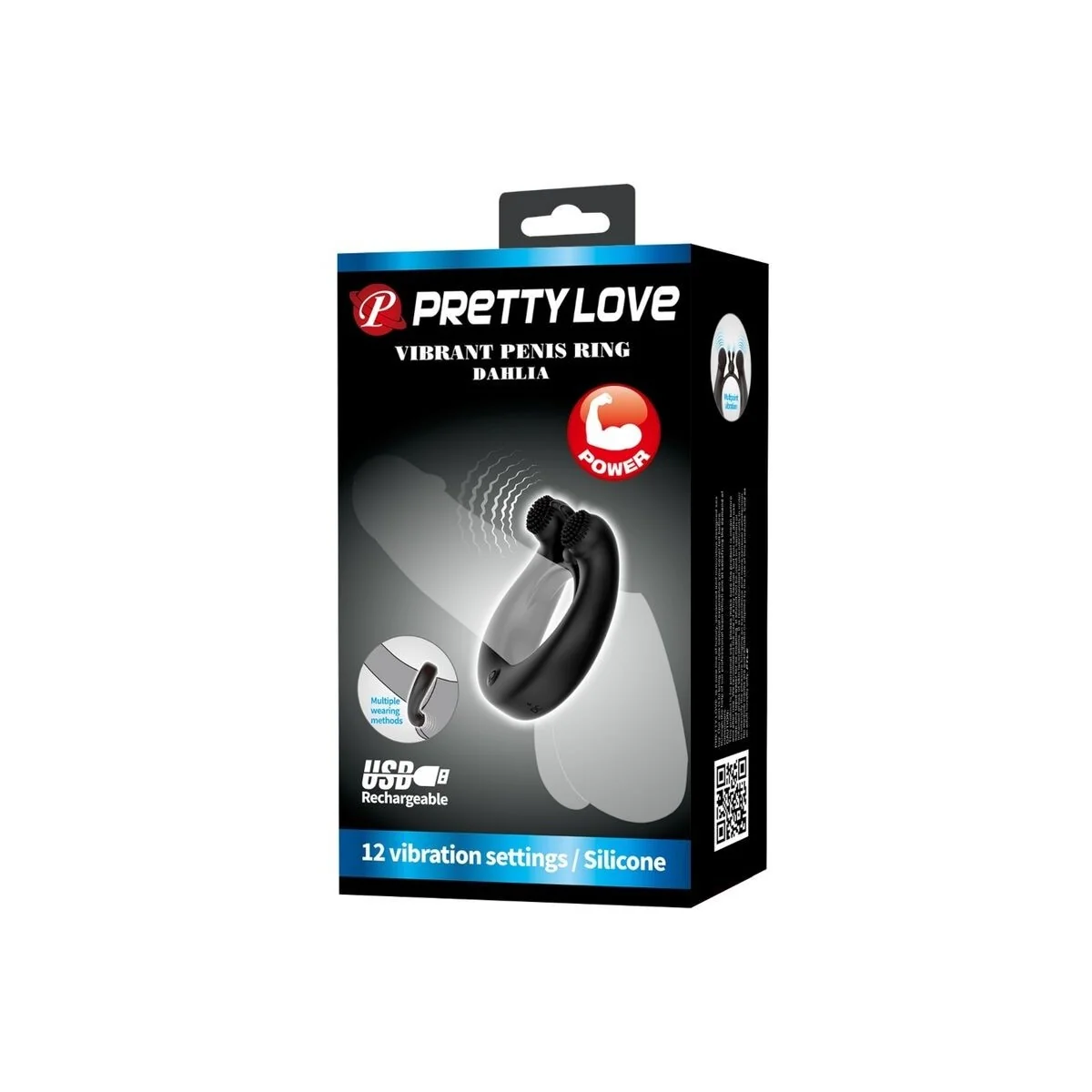 Dahlia Vibrationsring + Klitorisstimulator 12 Vibrationen Schwarz von Pretty Love kaufen | Fesselliebe