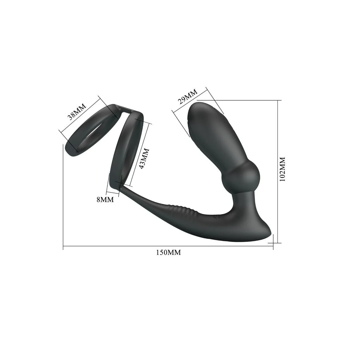 Emoni Penisring + Anal Plug 12 Vibrationen Schwarz von Pretty Love kaufen | Fesselliebe