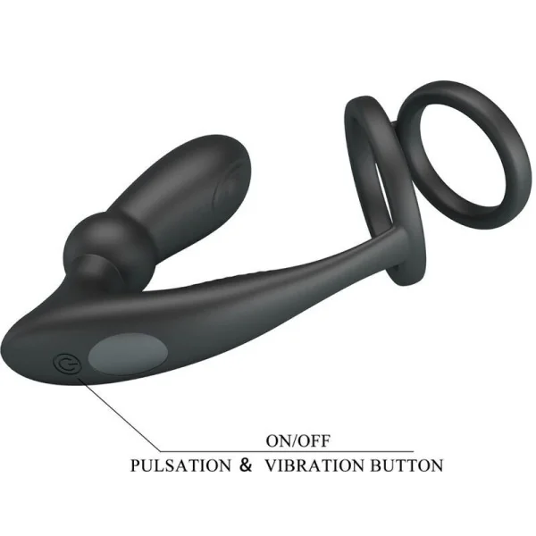 Emoni Penisring + Anal Plug 12 Vibrationen Schwarz von Pretty Love kaufen | Fesselliebe
