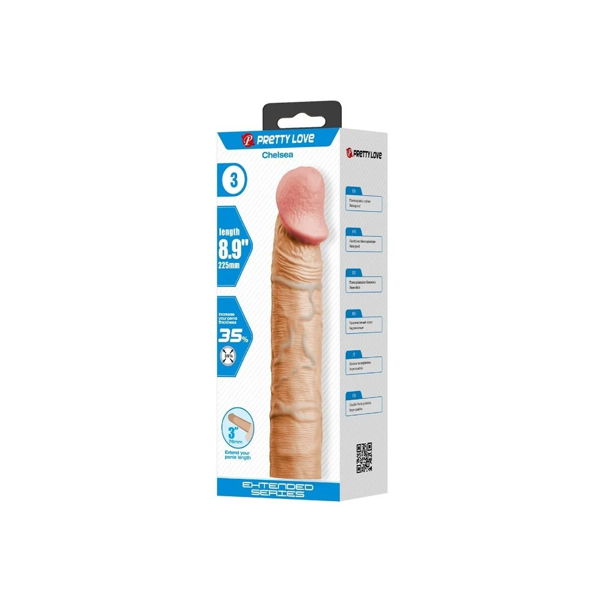 Chelsea Penishülle mit 7,6 cm Verlängerung Fleisch von Pretty Love kaufen | Fesselliebe