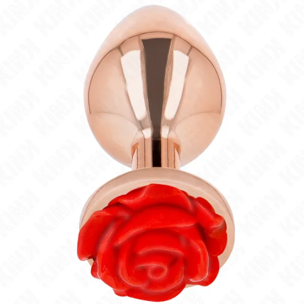 Rosa Goldener Analstecker mit Roter Rose L von Kink Pleasure Plugs kaufen | Fesselliebe