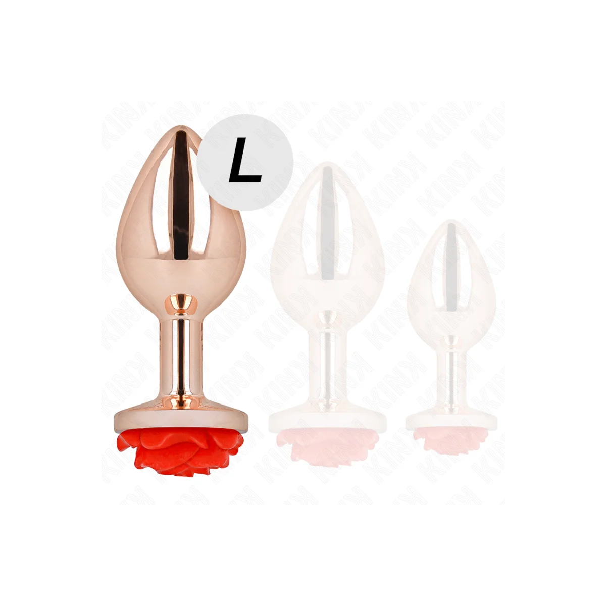Rosa Goldener Analstecker mit Roter Rose L von Kink Pleasure Plugs kaufen | Fesselliebe