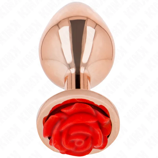 Rosa Goldener Analstecker mit Roter Rose M von Kink Pleasure Plugs kaufen | Fesselliebe