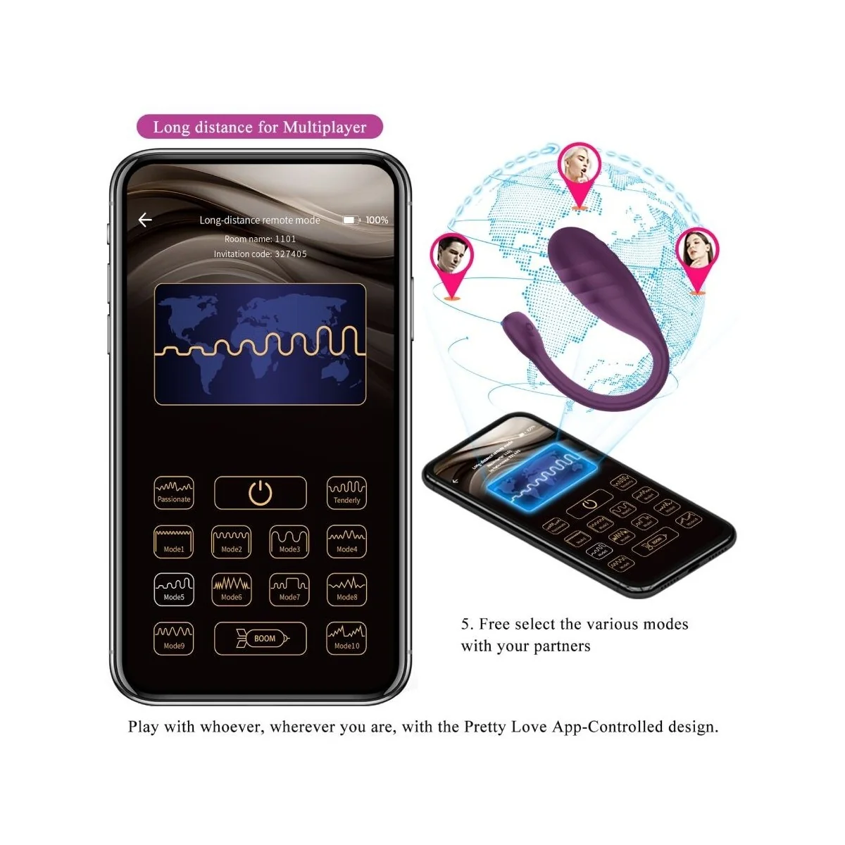 Leviathan App-Gesteuerter Vibrator Lila von Pretty Love Smart kaufen | Fesselliebe