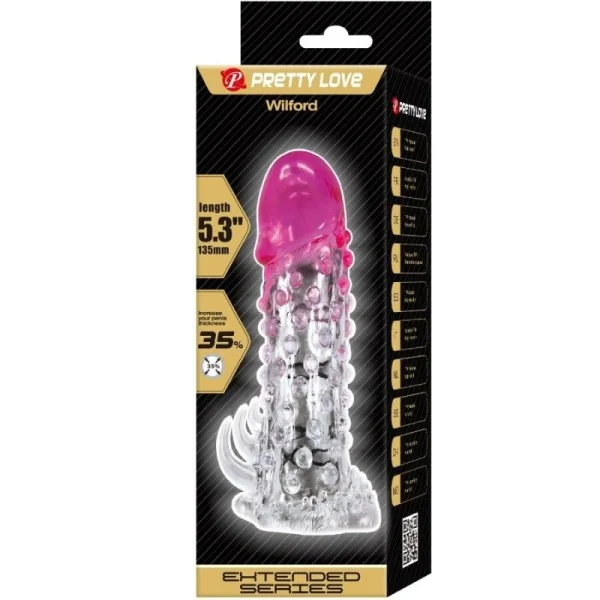 Wilford Realistische Vergrösserungshülse mit Geprägtem Penis Rosa von Pretty Love kaufen | Fesselliebe