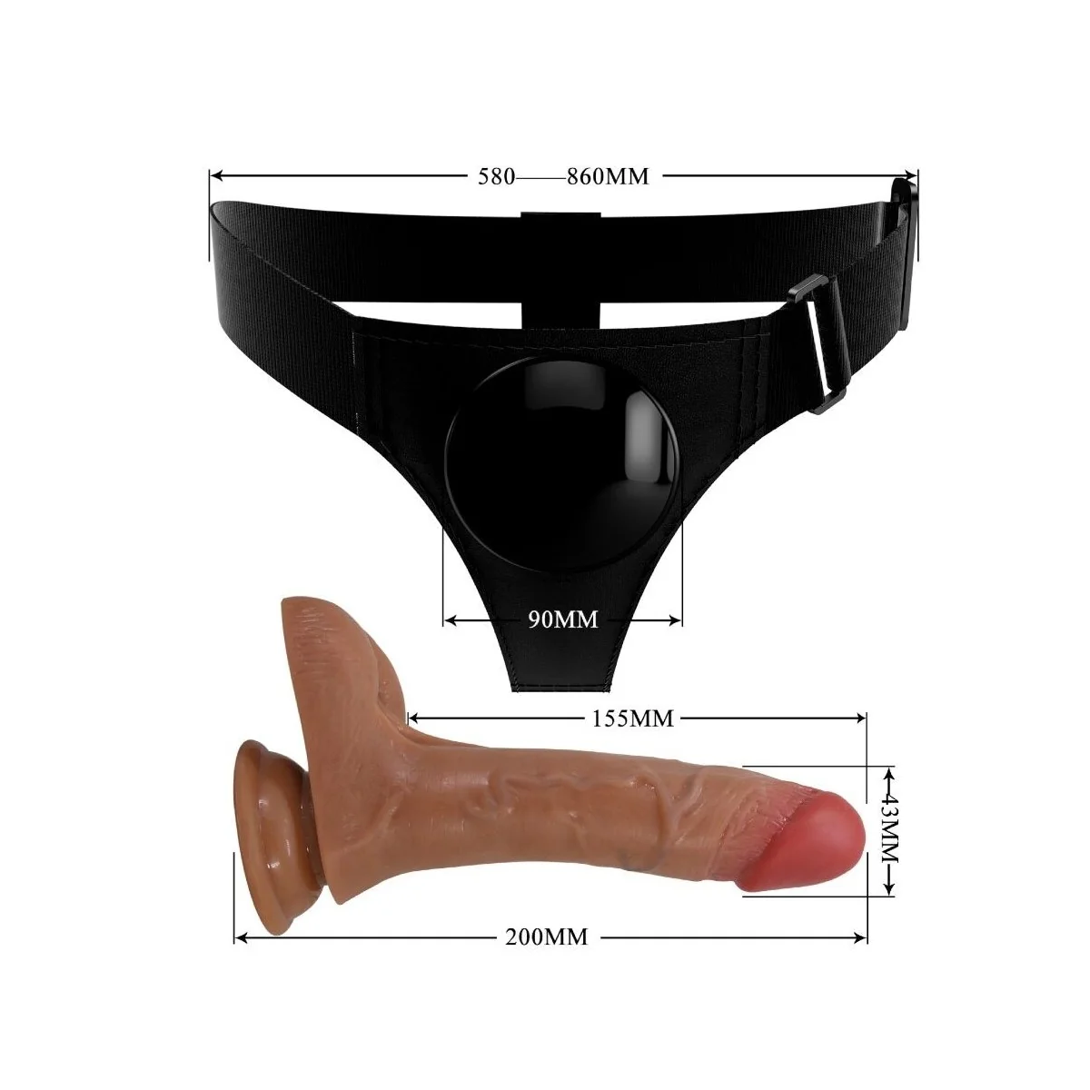 Universal Harness Slip mit Vibrierendem und Squirting-Dildo 15,5 cm Mulato von Pretty Love kaufen | Fesselliebe