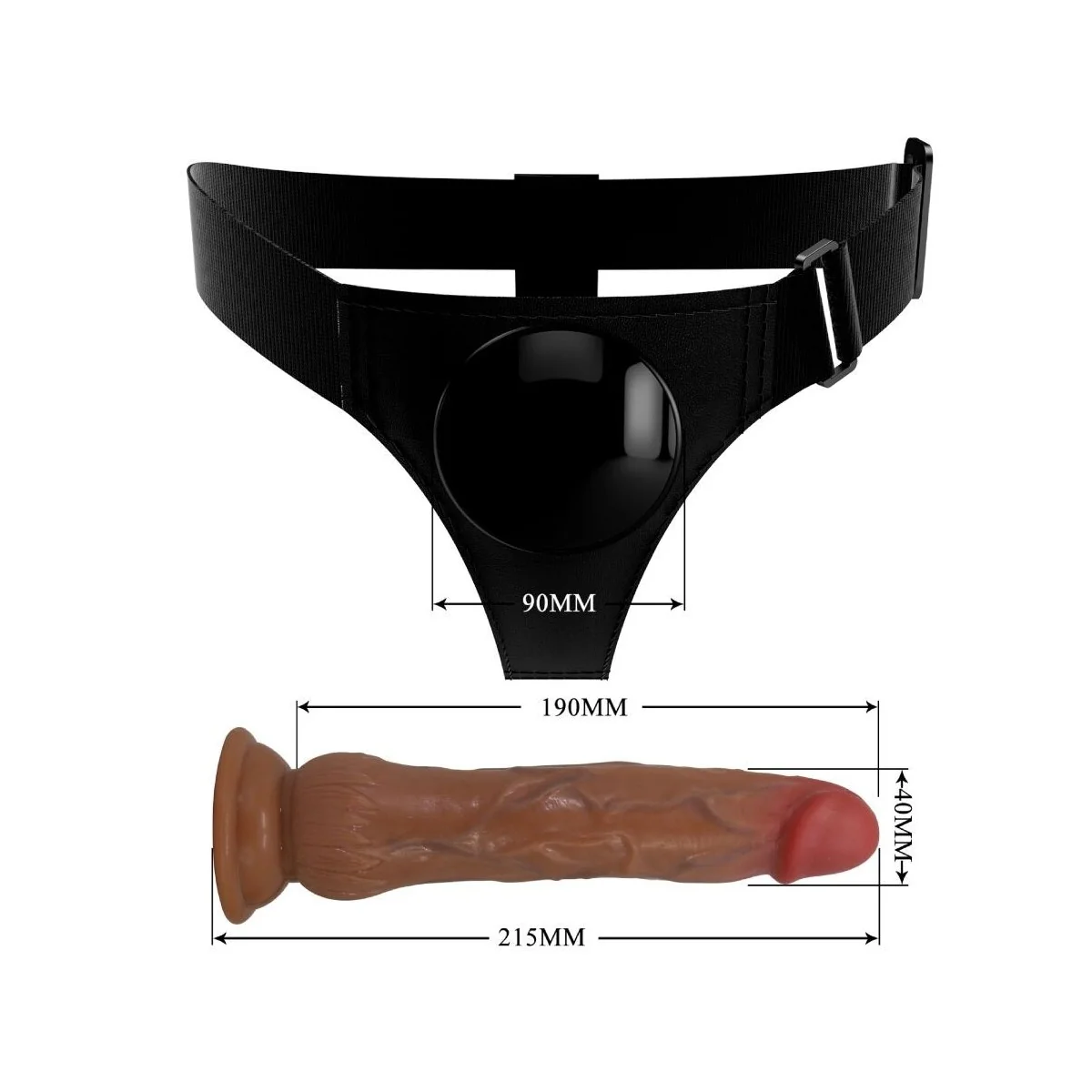 Kyton Universal Harness Slip mit Squirting Dildo 19 cm Mulato von Pretty Love kaufen | Fesselliebe