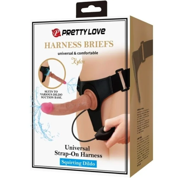 Kyton Universal Harness Slip mit Squirting Dildo 19 cm Mulato von Pretty Love kaufen | Fesselliebe