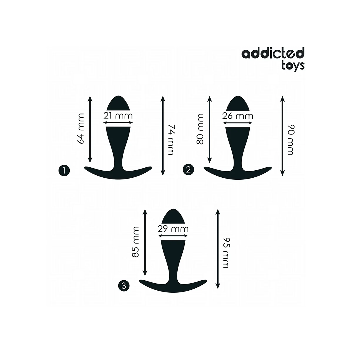3ER-SET ANALPLUG MODELL 2 VON ADDICTED TOYS