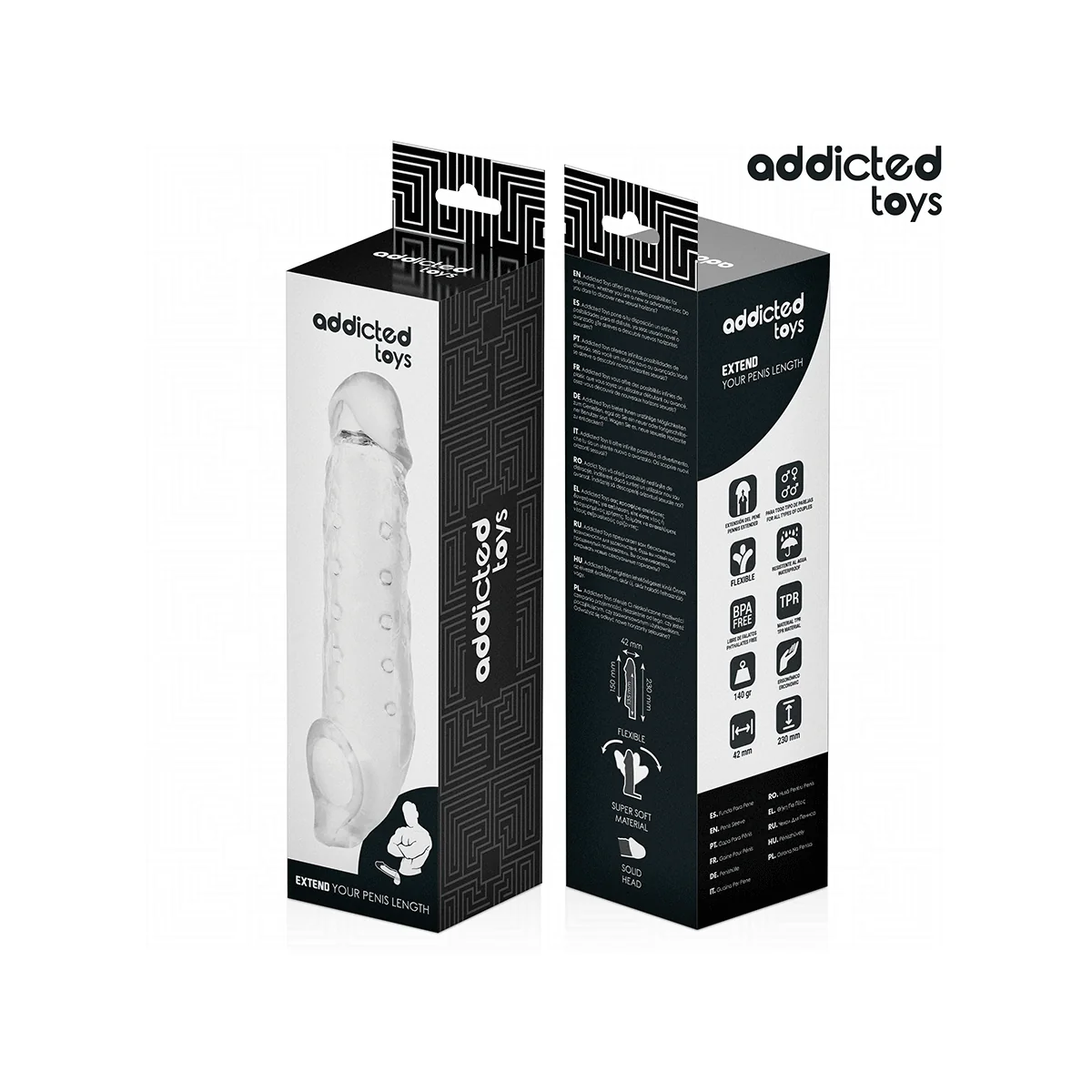 TRANSPARENTE PENISHÜLSE GRÖSSE M 27 CM VON ADDICTED TOYS