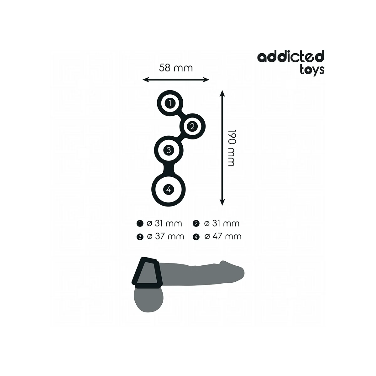 PENISRING MIT TEILERN FÜR HODEN VON ADDICTED TOYS