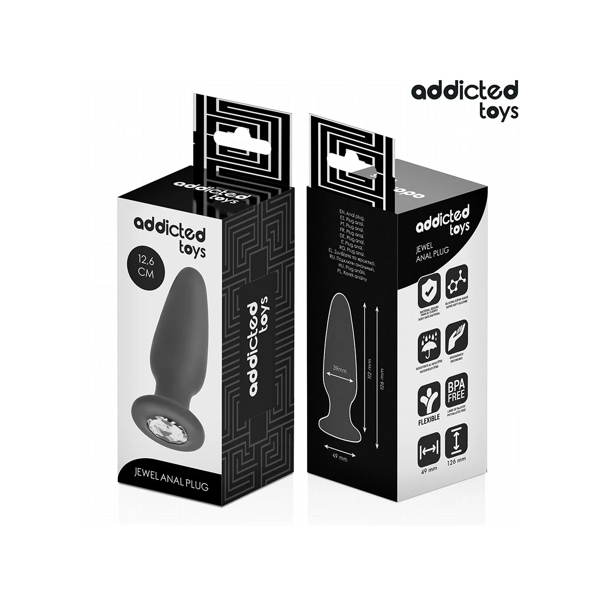 ANAL PLUG MIT JUWEL GRÖSSE L 12,6 CM VON ADDICTED TOYS