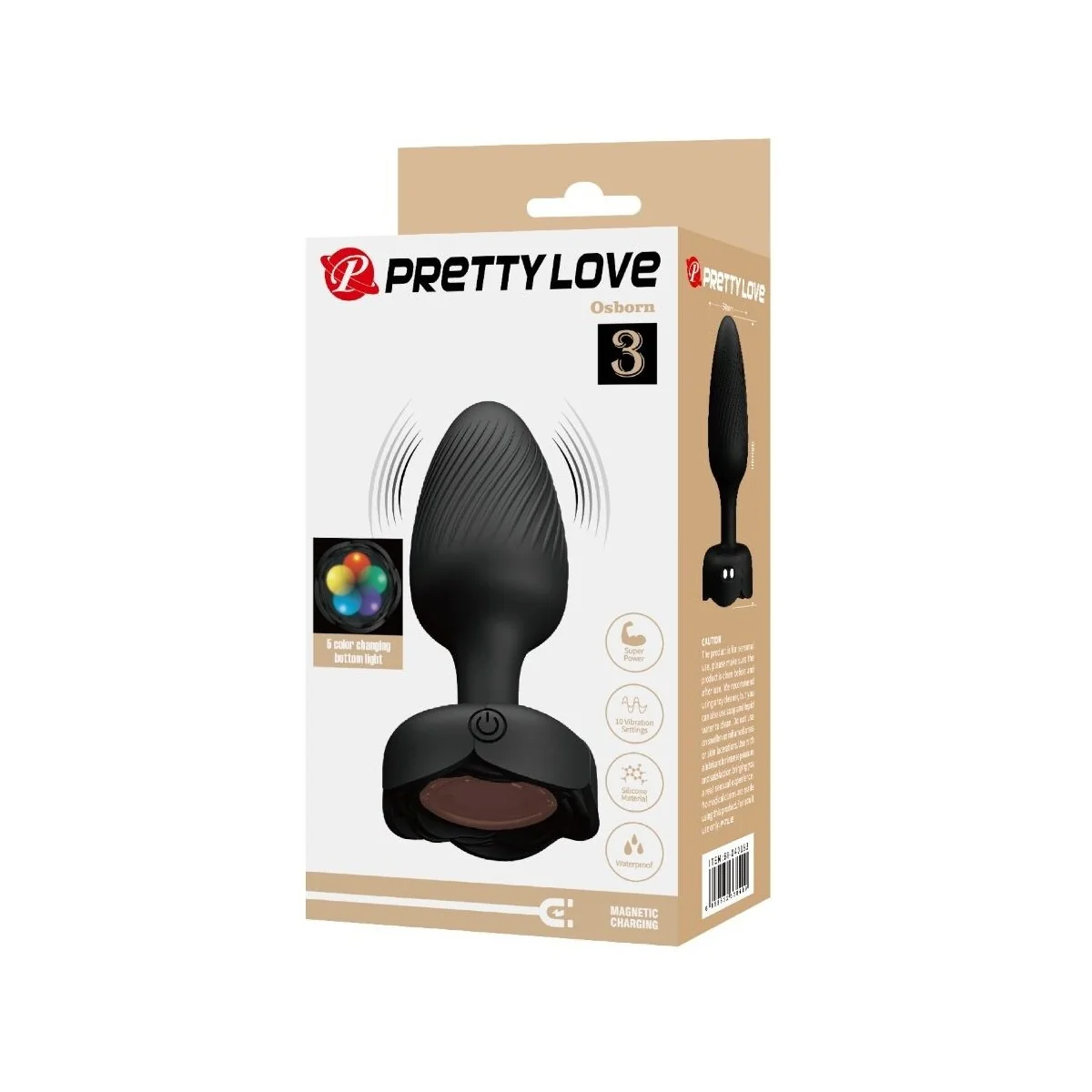 OSBORN ANAL PLUG MIT LED LICHT SCHWARZ 9,8 CM VON PRETTY LOVE
