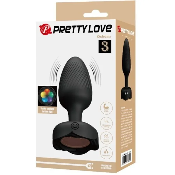 OSBORN ANAL PLUG MIT LED LICHT SCHWARZ 9,8 CM VON PRETTY LOVE