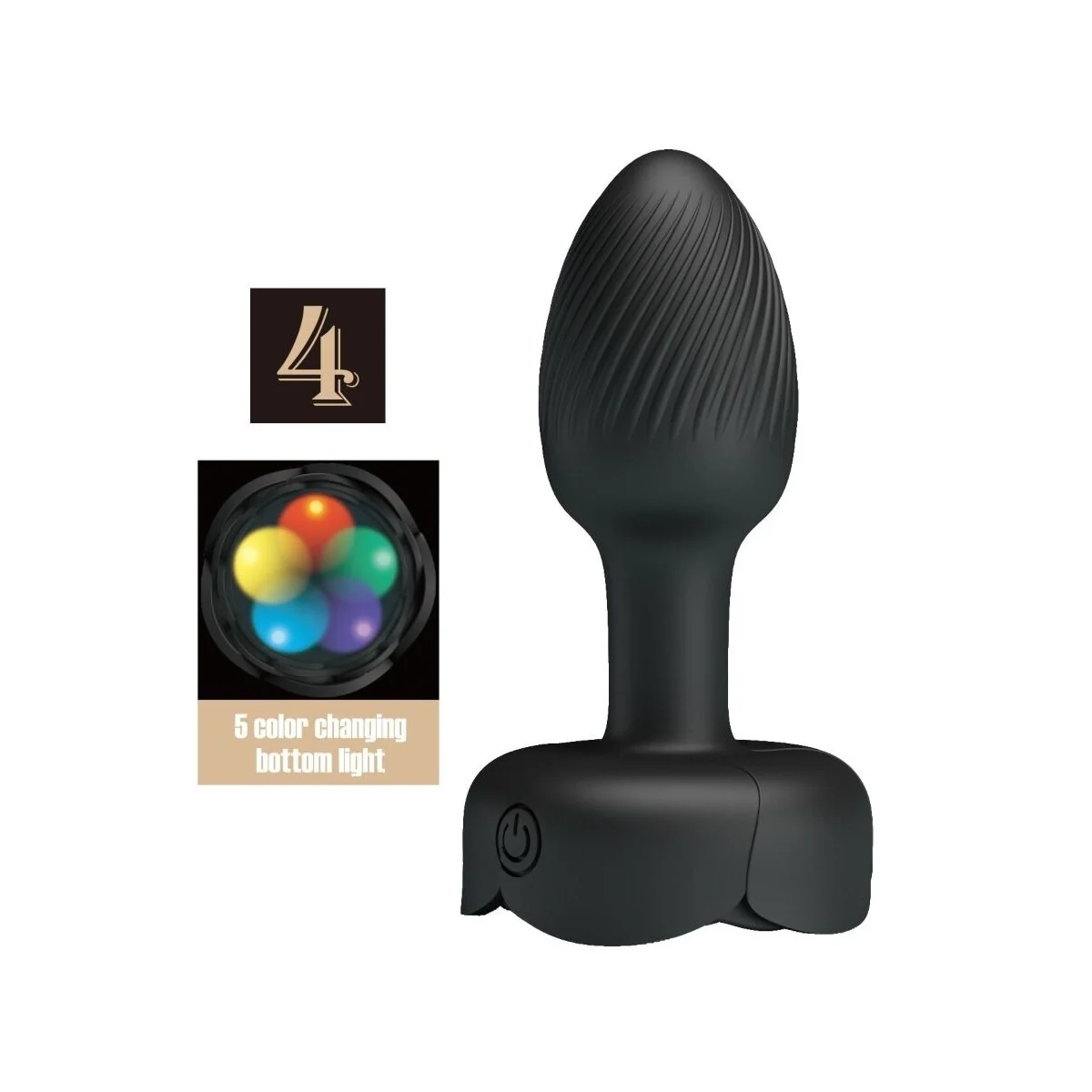 OLMAN ANAL PLUG MIT LED LICHT SCHWARZ 8,8 CM VON PRETTY LOVE