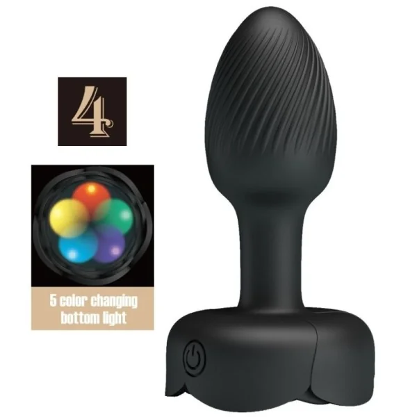 OLMAN ANAL PLUG MIT LED LICHT SCHWARZ 8,8 CM VON PRETTY LOVE