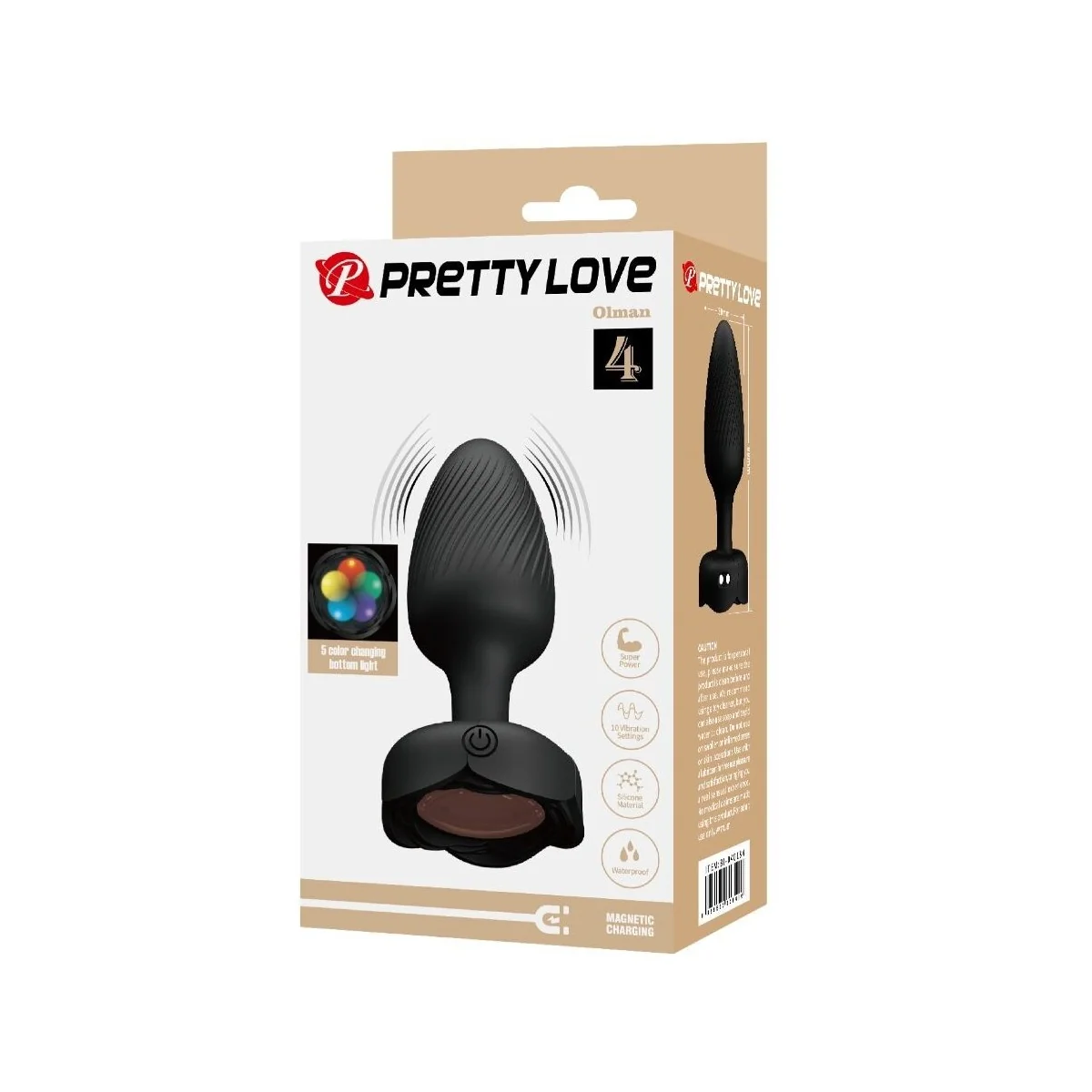 OLMAN ANAL PLUG MIT LED LICHT SCHWARZ 8,8 CM VON PRETTY LOVE