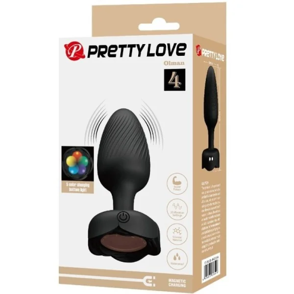 OLMAN ANAL PLUG MIT LED LICHT SCHWARZ 8,8 CM VON PRETTY LOVE