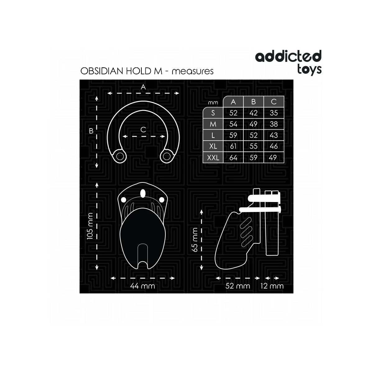 OBSIDIAN HOLD PENISKÄFIG GRÖSSE M VON ADDICTED TOYS LOCKED