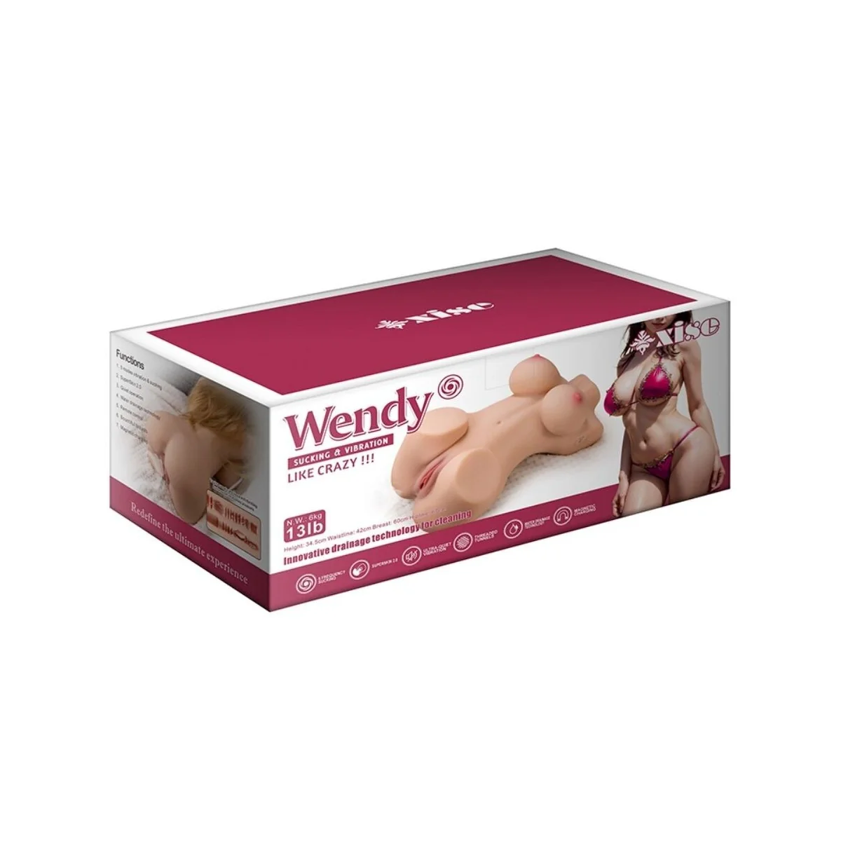WENDY SAUGENDER WEIBLICHER TORSO MIT VIBRATION UND MIT FERNBEDIENUNG 6 KG VON XISE