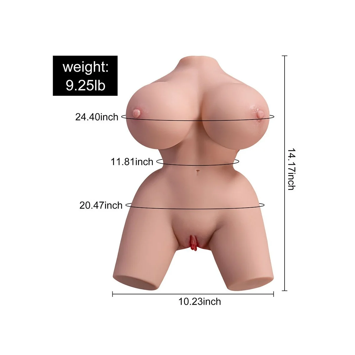 FRIEDA REALISTISCHER WEIBLICHER TORSO MIT VIBRATION 36 CM VON XISE