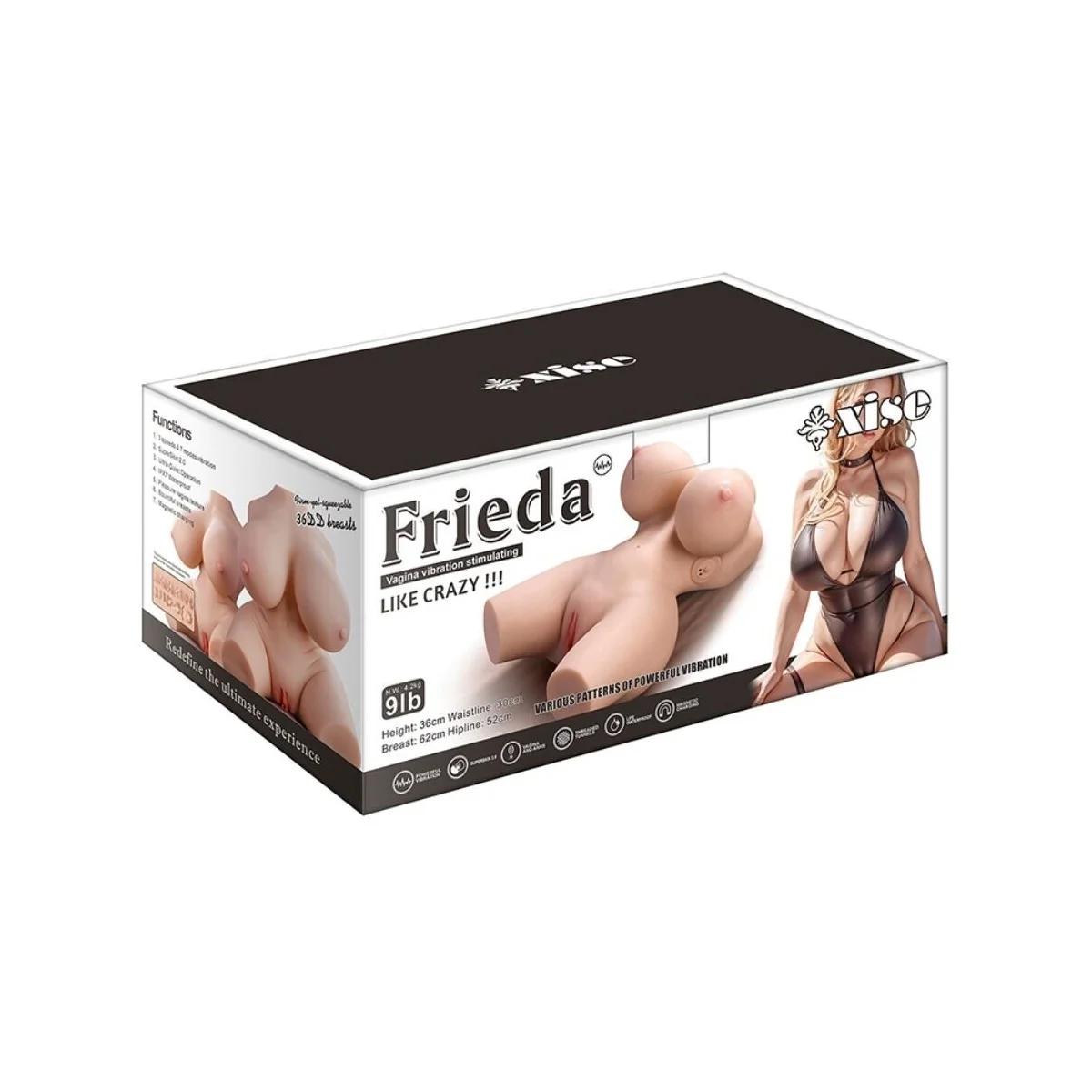 FRIEDA REALISTISCHER WEIBLICHER TORSO MIT VIBRATION 36 CM VON XISE
