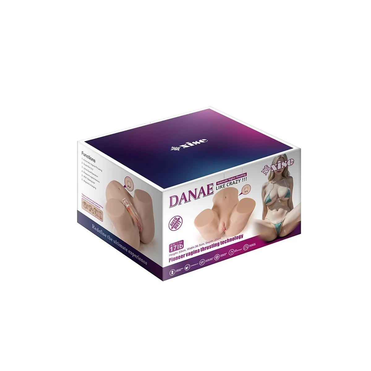 DANAE STOSSENDER REALISTISCHER VAGINA-MASTURBATOR MIT VIBRATION IN MEHREREN POSITIONEN VON XISE