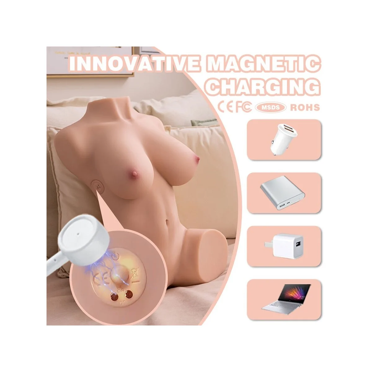 DANIA - REALISTISCHER, VIBRIERENDER WEIBLICHER TORSO MIT STOSSFÄHIGKEITEN, 52 CM VON XISE