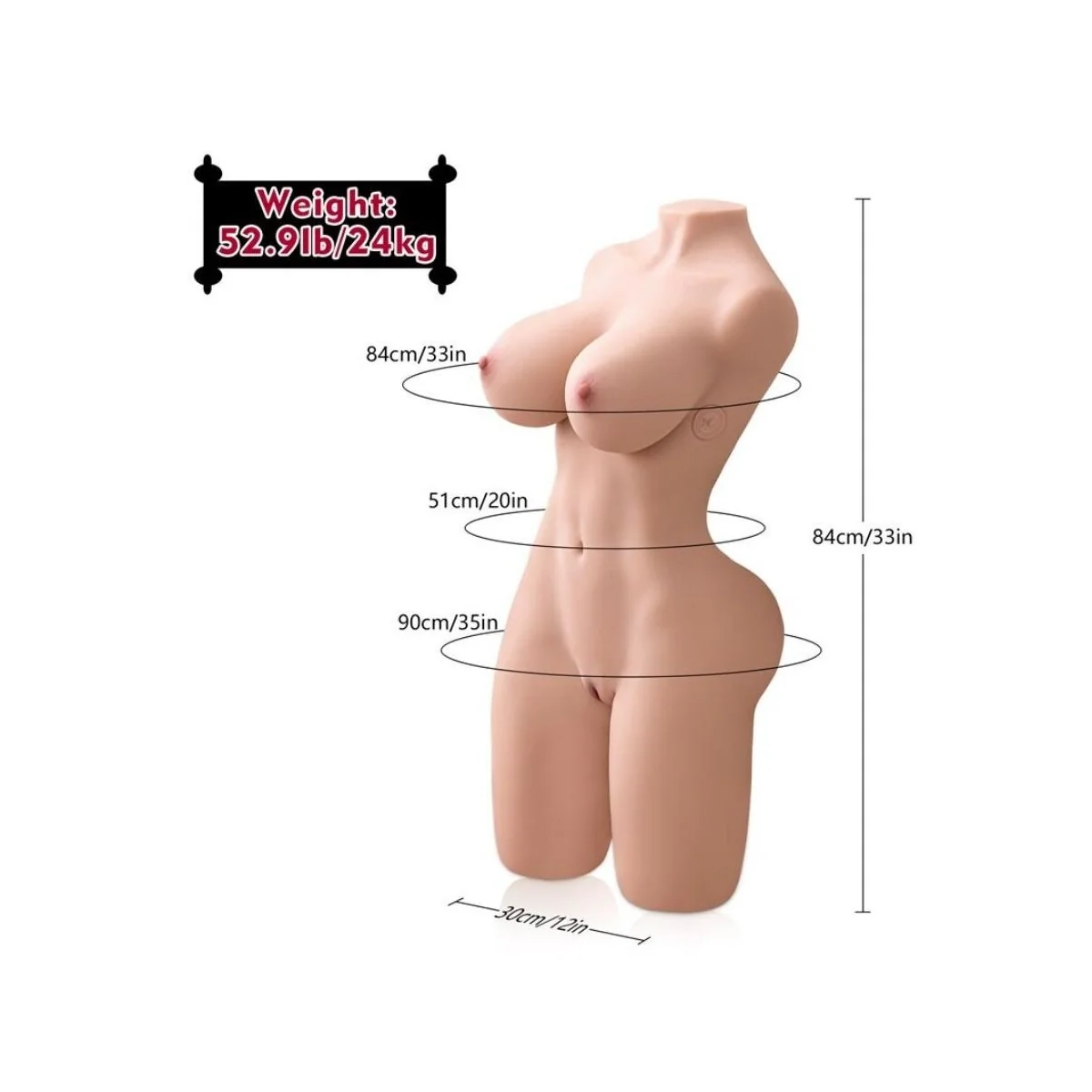 ERICA STOSSENDER REALISTISCHER TORSO MIT WEIBLICHER VIBRATION 84 CM VON XISE