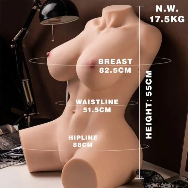 MURIEL REALISTISCHER WEIBLICHER TORSO MIT STOSSFUNKTION, 55 CM VON XISE