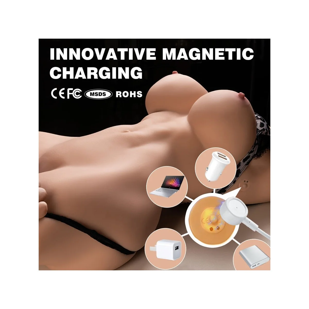 MURIEL REALISTISCHER WEIBLICHER TORSO MIT STOSSFUNKTION, 55 CM VON XISE