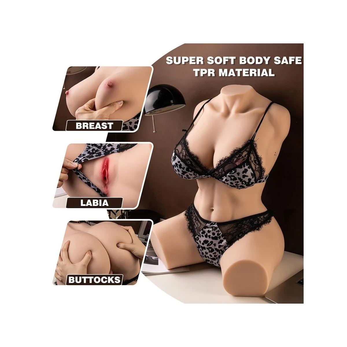 MURIEL REALISTISCHER WEIBLICHER TORSO MIT STOSSFUNKTION, 55 CM VON XISE