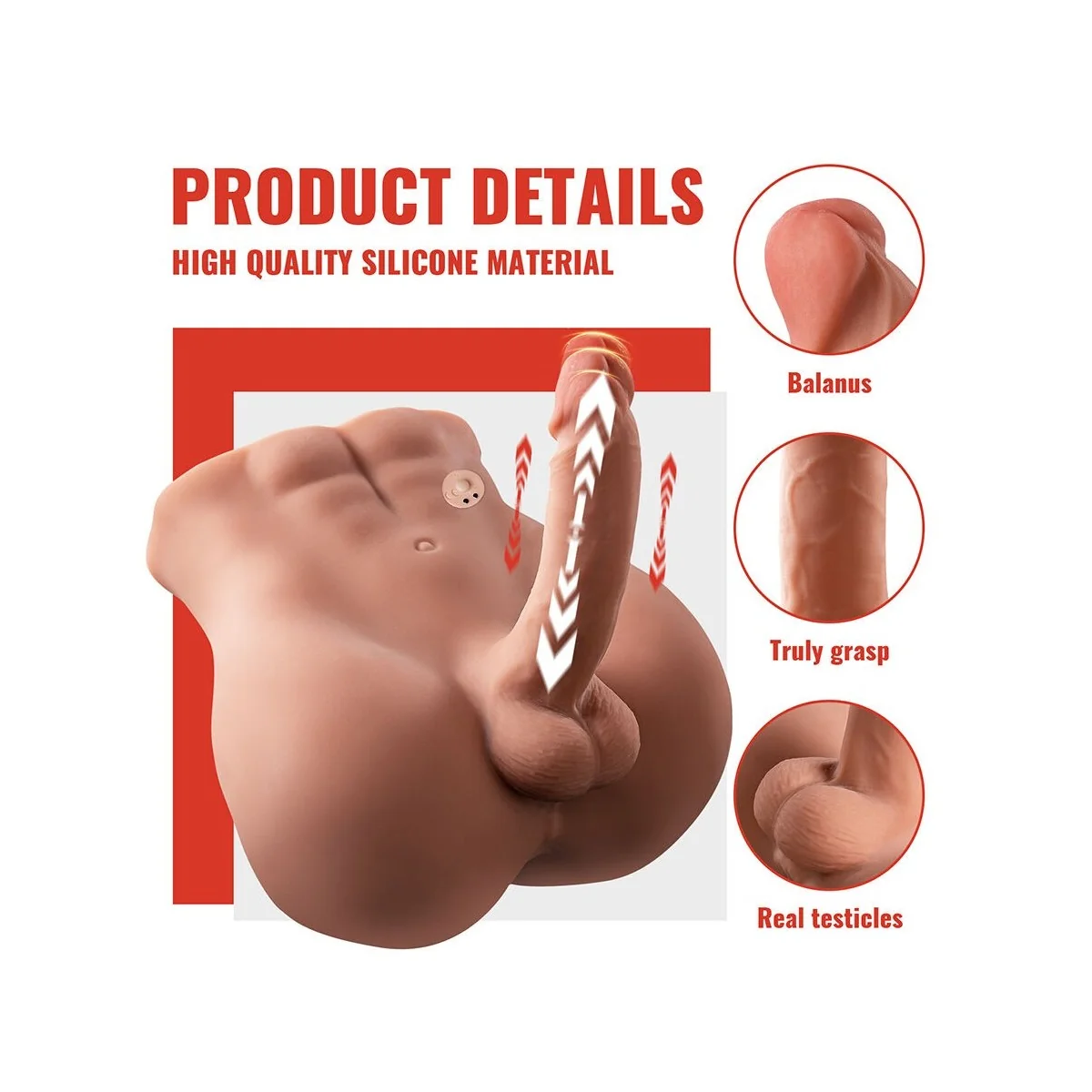 BERTLETT DILDO ASS REALISTISCHER DILDO UND ANUS-MASTURBATOR FRONTPOSITION MIT STOSSFUNKTION 18 CM VON XISE