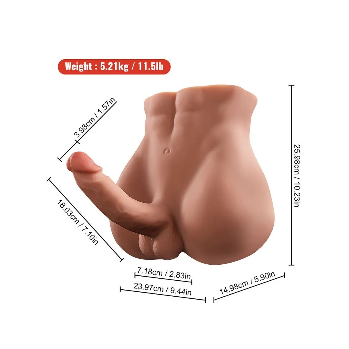 BERTLETT DILDO ASS REALISTISCHER DILDO UND ANUS-MASTURBATOR FRONTPOSITION MIT STOSSFUNKTION 18 CM VON XISE