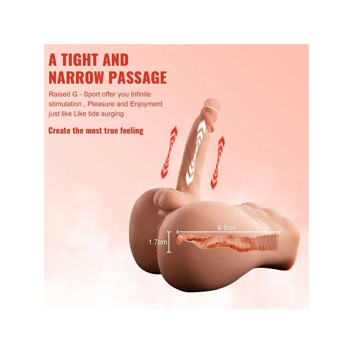 BERTLETT DILDO ASS REALISTISCHER DILDO UND ANUS-MASTURBATOR FRONTPOSITION MIT STOSSFUNKTION 18 CM VON XISE