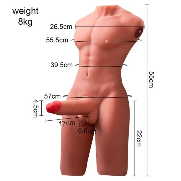 JASON HALBKÖRPER REALISTISCHER MÄNNLICHER TORSO MIT STOSS- UND VIBRATIONSMÖGLICHKEITEN 55 CM VON XISE