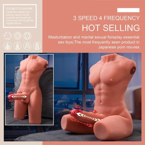 JASON HALBKÖRPER REALISTISCHER MÄNNLICHER TORSO MIT STOSS- UND VIBRATIONSMÖGLICHKEITEN 55 CM VON XISE