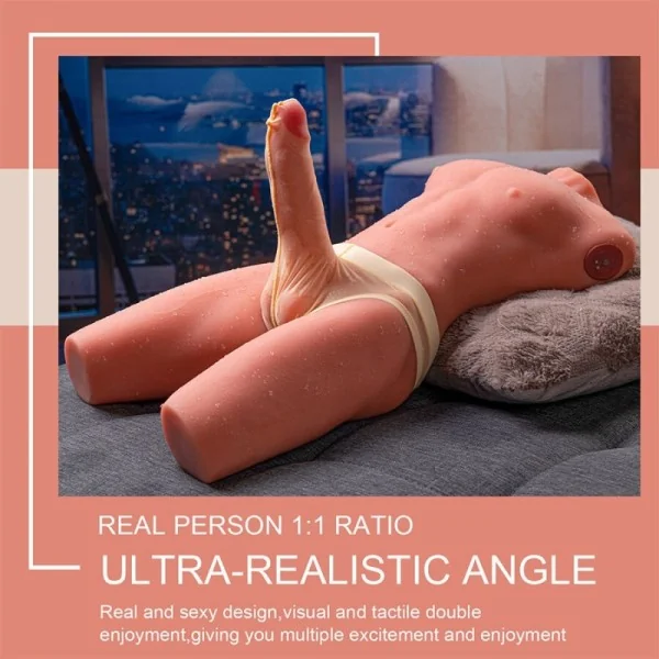 JASON HALBKÖRPER REALISTISCHER MÄNNLICHER TORSO MIT STOSS- UND VIBRATIONSMÖGLICHKEITEN 55 CM VON XISE