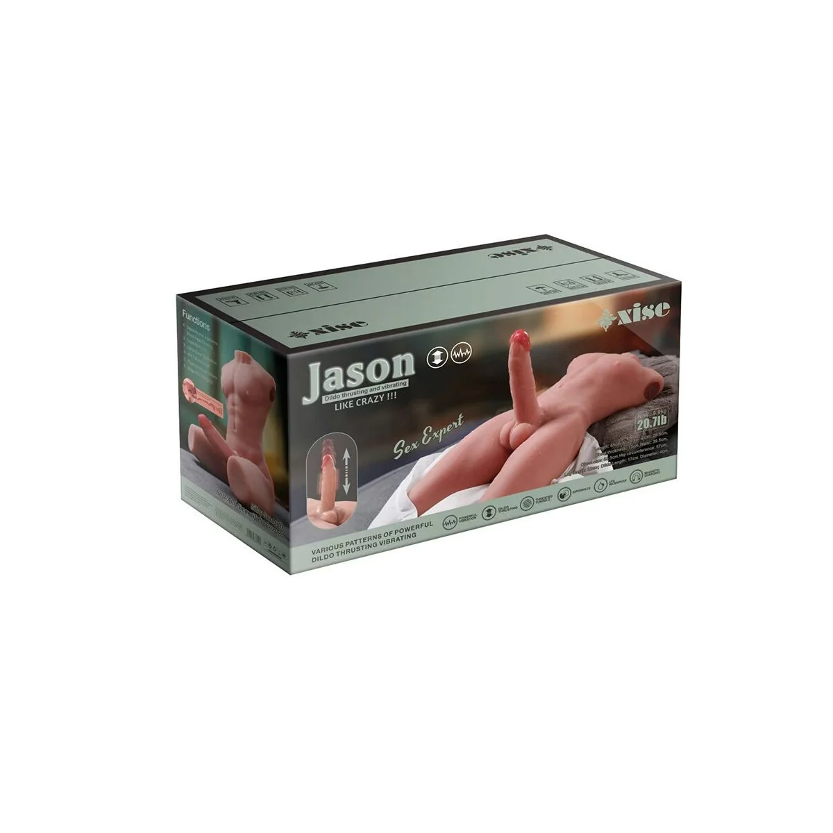 JASON HALBKÖRPER REALISTISCHER MÄNNLICHER TORSO MIT STOSS- UND VIBRATIONSMÖGLICHKEITEN 55 CM VON XISE