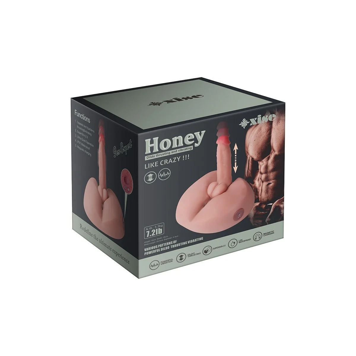 HONEY REALISTISCHER DILDO-MASTURBATOR MIT VIBRATION, 25 CM VON XISE