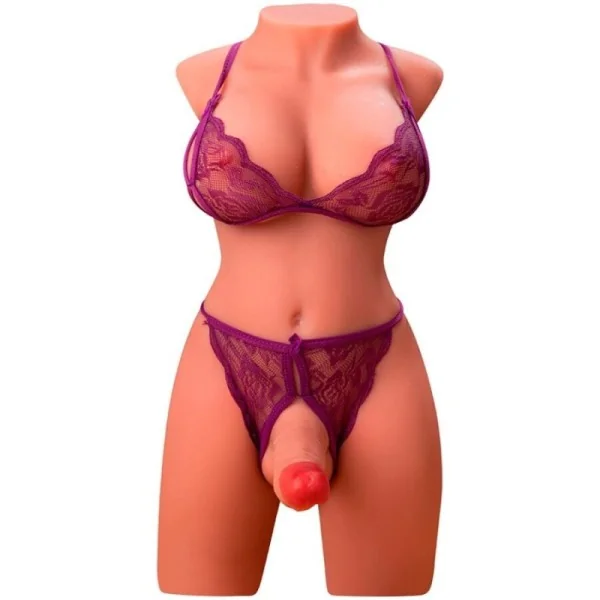 MIAH LADY BOY WEIBLICHER TORSO MIT DILDO MIT VIBRATION UND STOSSFUNKTION 55 CM VON XISE