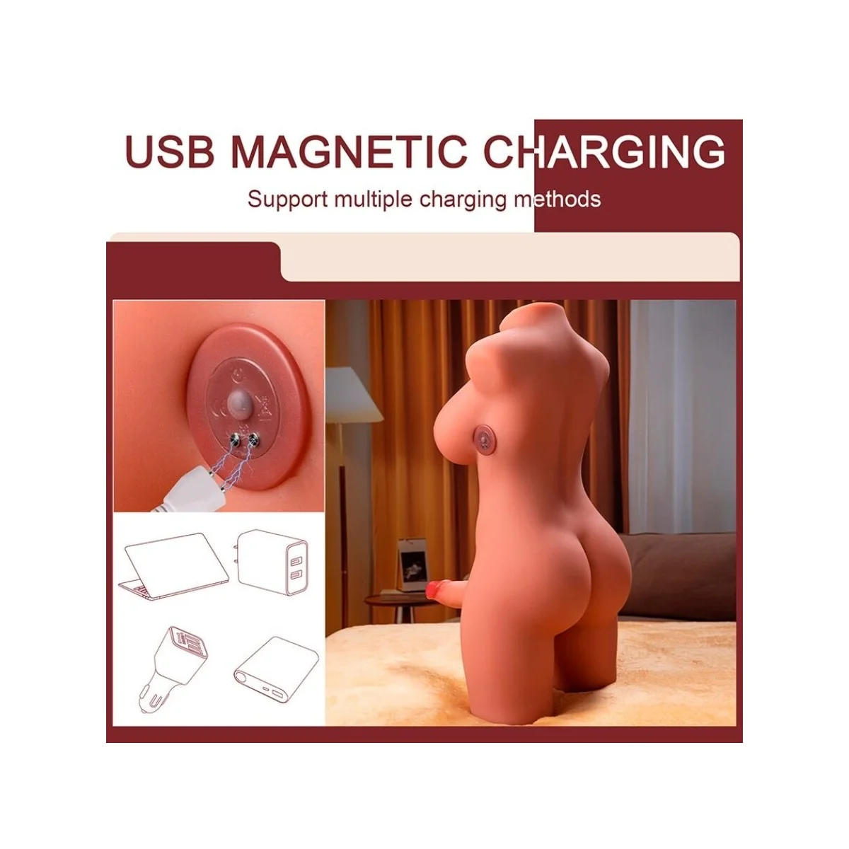 MIAH LADY BOY WEIBLICHER TORSO MIT DILDO MIT VIBRATION UND STOSSFUNKTION 55 CM VON XISE