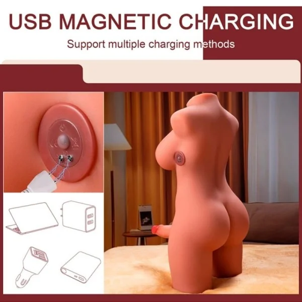 MIAH LADY BOY WEIBLICHER TORSO MIT DILDO MIT VIBRATION UND STOSSFUNKTION 55 CM VON XISE