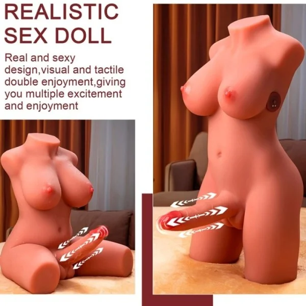 MIAH LADY BOY WEIBLICHER TORSO MIT DILDO MIT VIBRATION UND STOSSFUNKTION 55 CM VON XISE