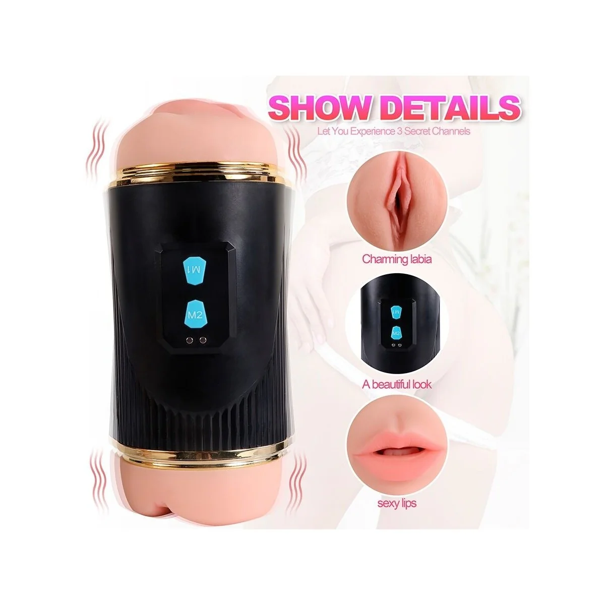 KAY DOPPELMASTURBATOR MIT DOPPELTER MUND- UND VAGINAVIBRATION VON SHEQU