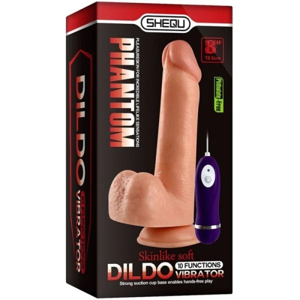 PHANTOM VIBRIERENDER DILDO MIT FERNBEDIENUNG 20 CM VON SHEQU