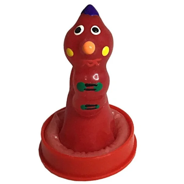 HANDBEMALTES KONDOM WURM VON KONDOMERIE